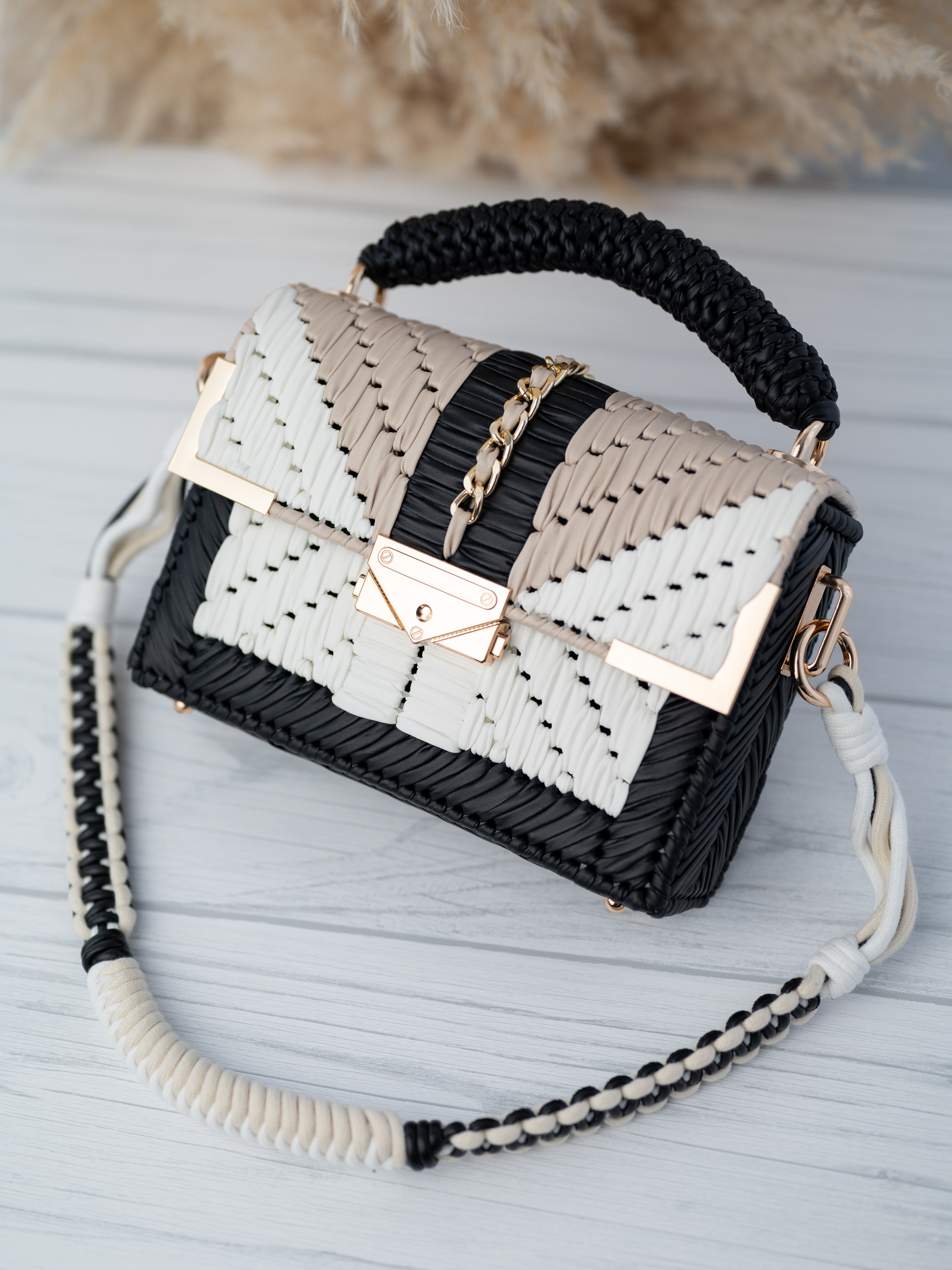 RUBY - black/white/beige – RN BAGS